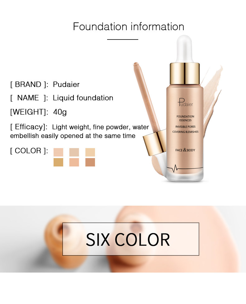 6 Color Cosmetics Foundation Full Coverage Private Label Waterproof Natural Makeup Liquid Wholesale Foundation Private Label Custom Logo OEM (3)