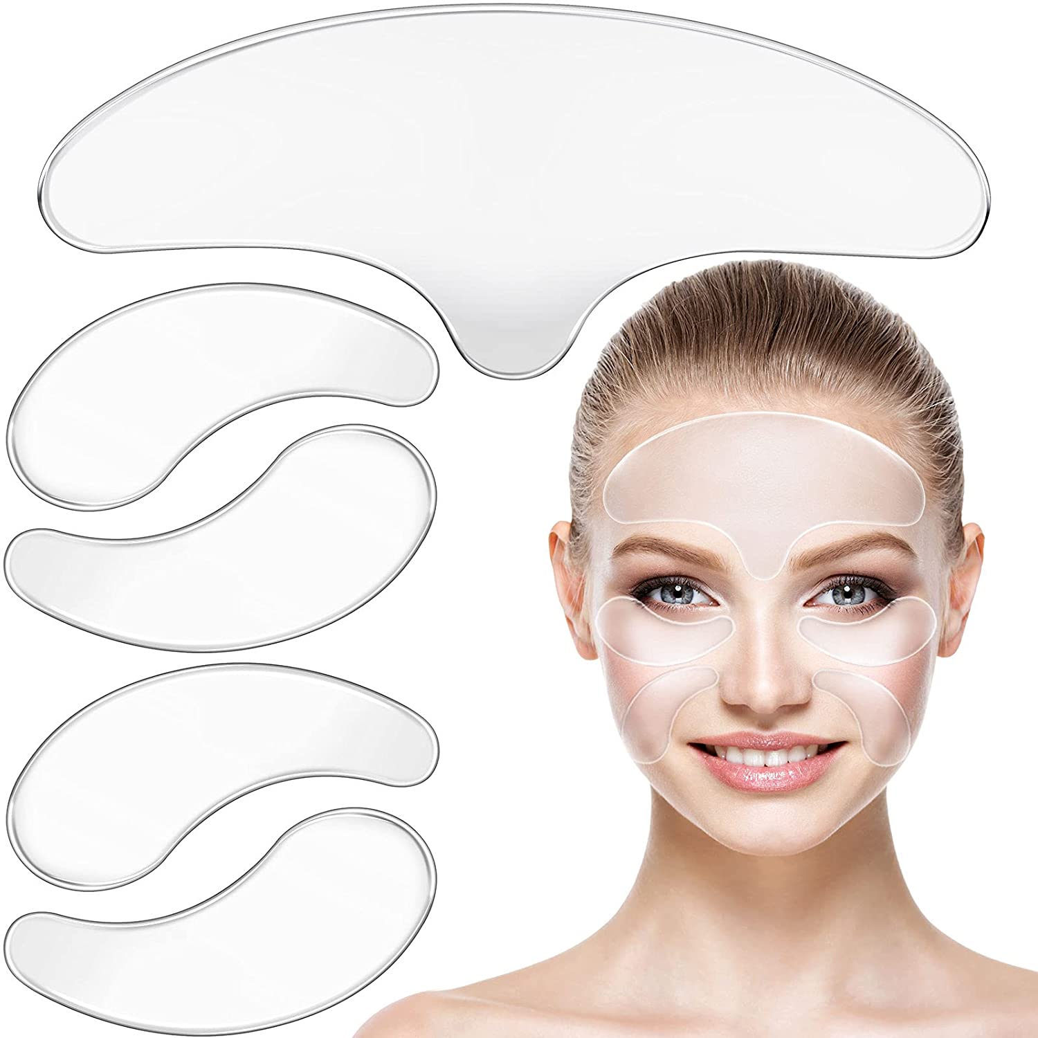 Eco-friendly Medical Grade Silicone Adhesive Anti Wrinkle ForeheadLift Décolleté Chest Pad Transparent Silicone Pad Private Label Custom Logo (1)
